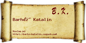 Barhó Katalin névjegykártya